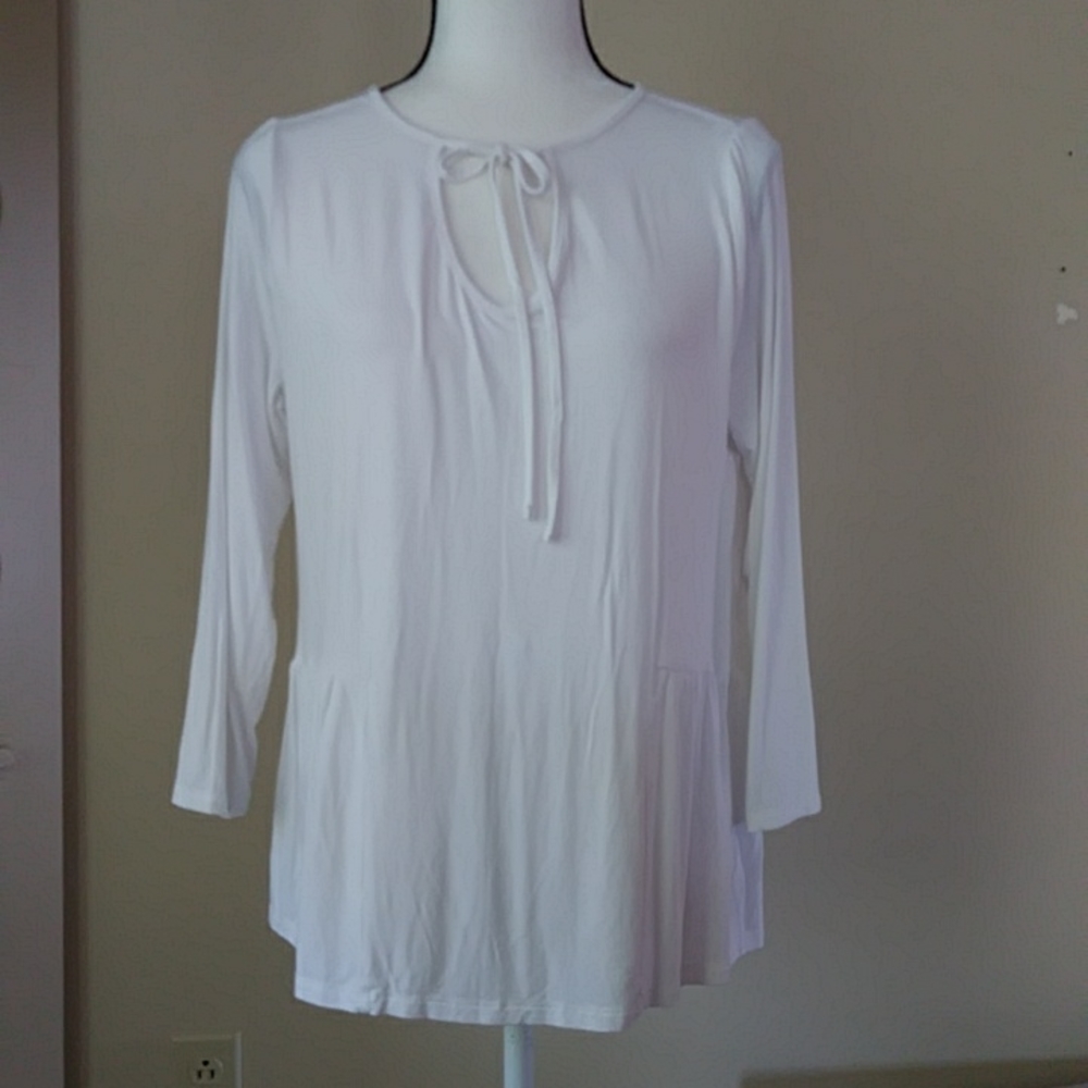 Old Navy Key Hole Viscose Oversized Top Shirt M White